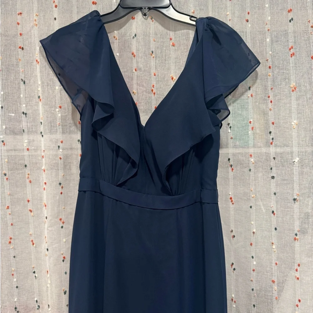 Jenny Yoo Sz 6 Elegant Navy Blue Evening Gown - Picture 2 of 7